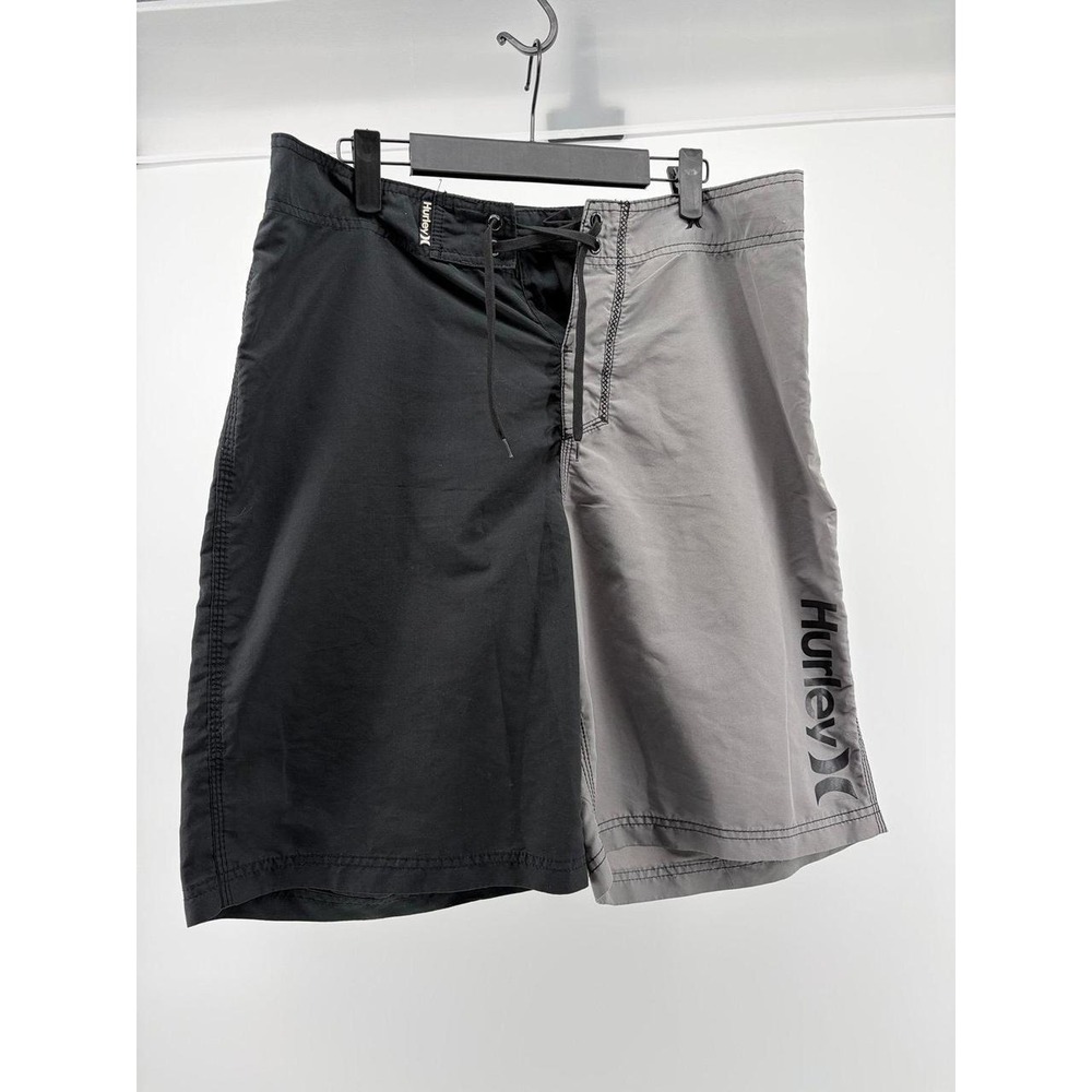 Hurley Board-shorts, Grey Swimwear Drawstring Beach, Casual, Summer, Men's Sz 32